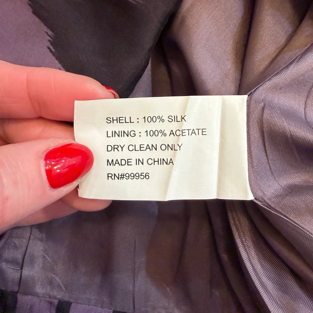 Shoshanna One Shoulder Black and Purple Silk Cocktail Dress - Picture 4 of 4